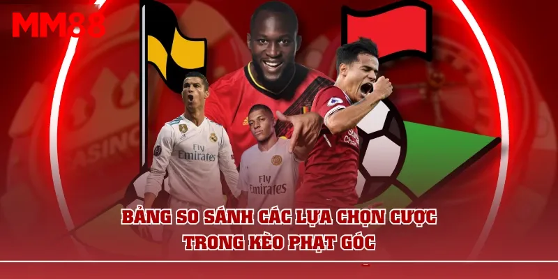 Bảng so sánh các lựa chọn cược trong kèo phạt góc